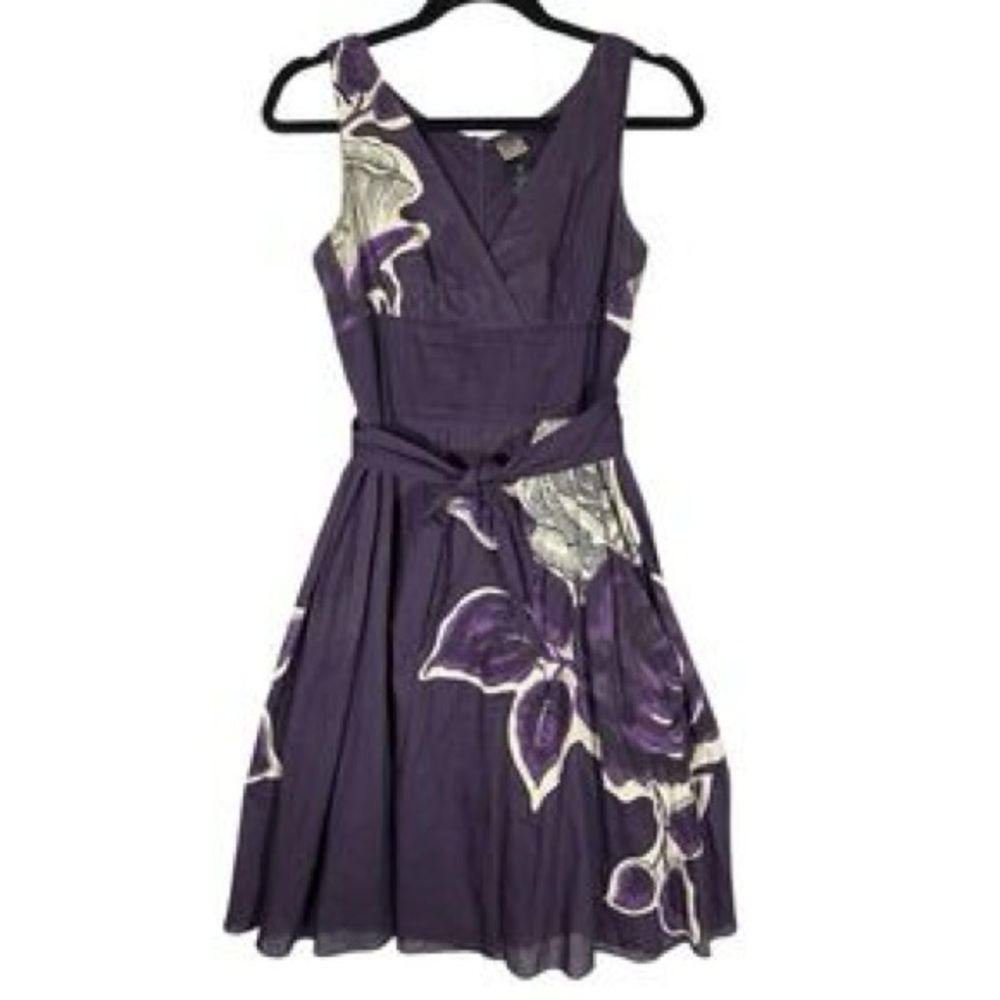 Anthropologie Lithe Sleeveless Purple Floral Fit-and-Flare Dress NWT NEW